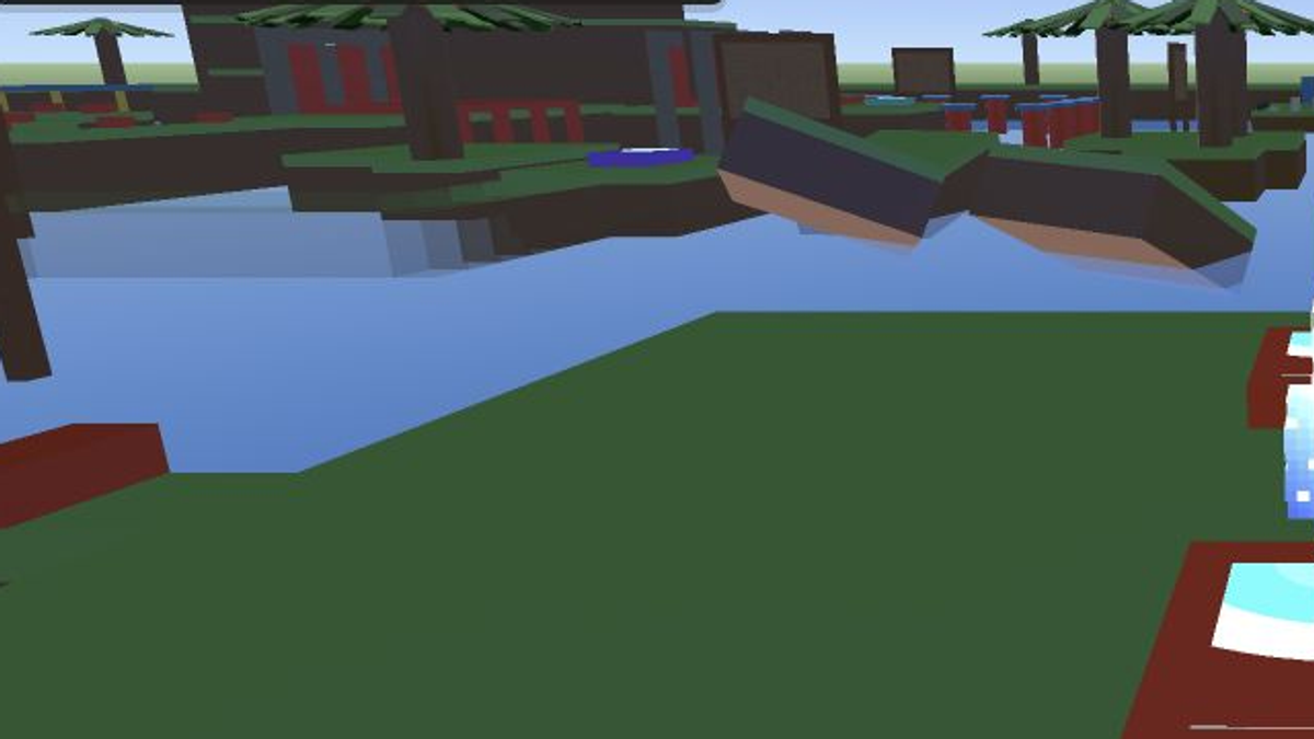 Tropical Obby course with tropical platforms and palm trees